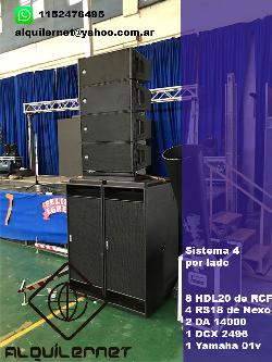 Sistema de sonido 4 x lado line array Alquiler de Sonido para eventos